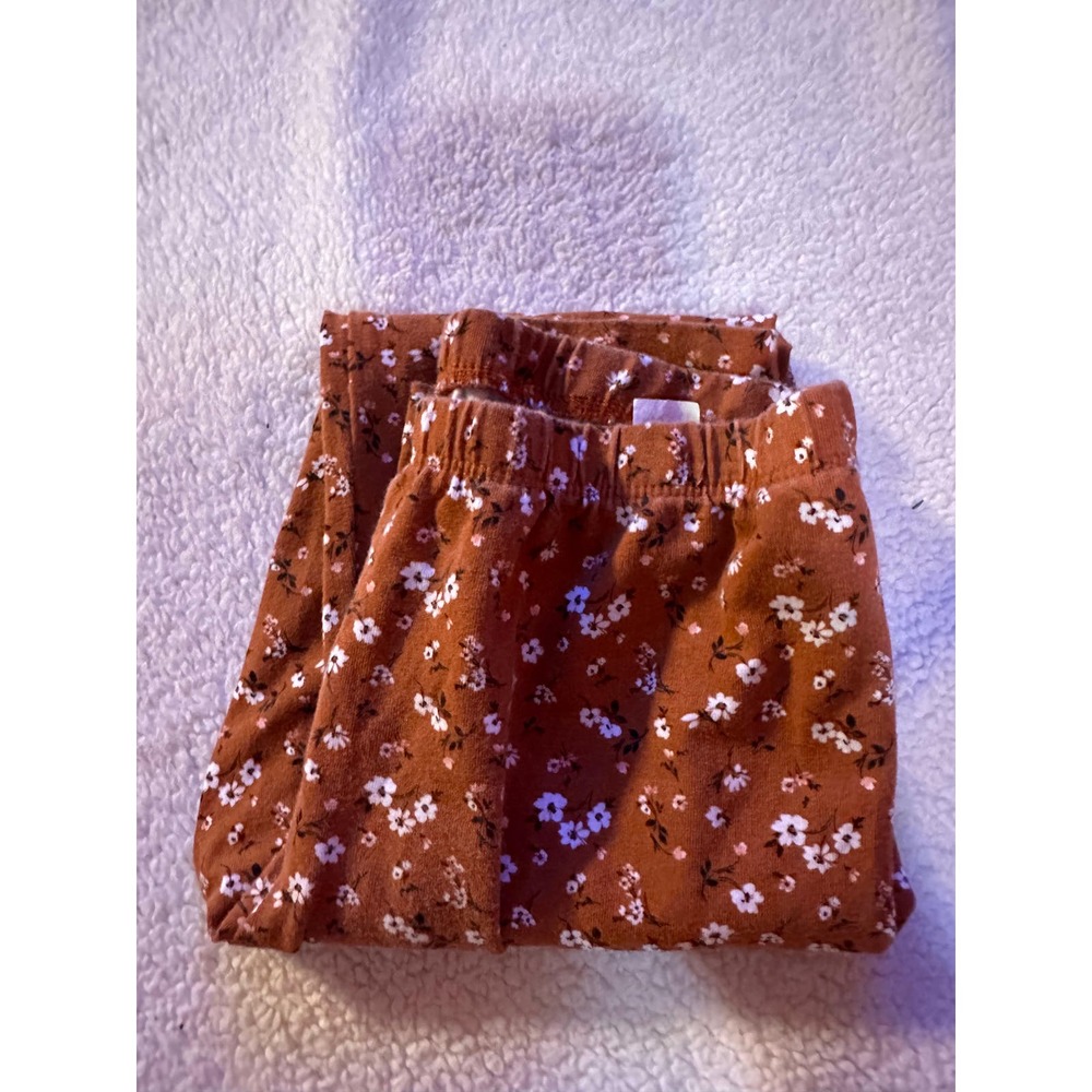 Place Legging Girl Size L Brown Floral Mid Rise Elastic Waistband Cotton Stretch